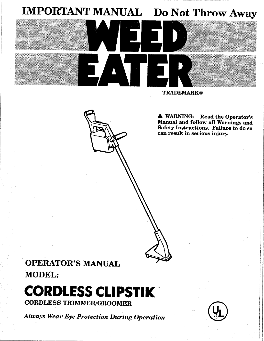 Weed Eater CLIPSTICK manual 