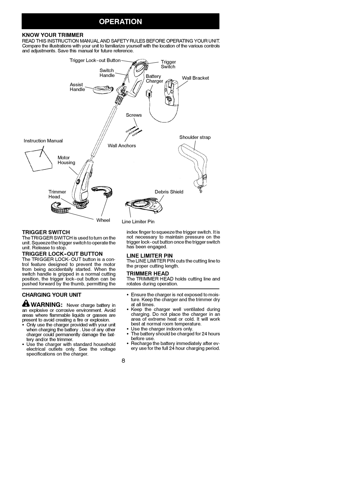 Weed Eater Cordless, 952711896 instruction manual Operation 