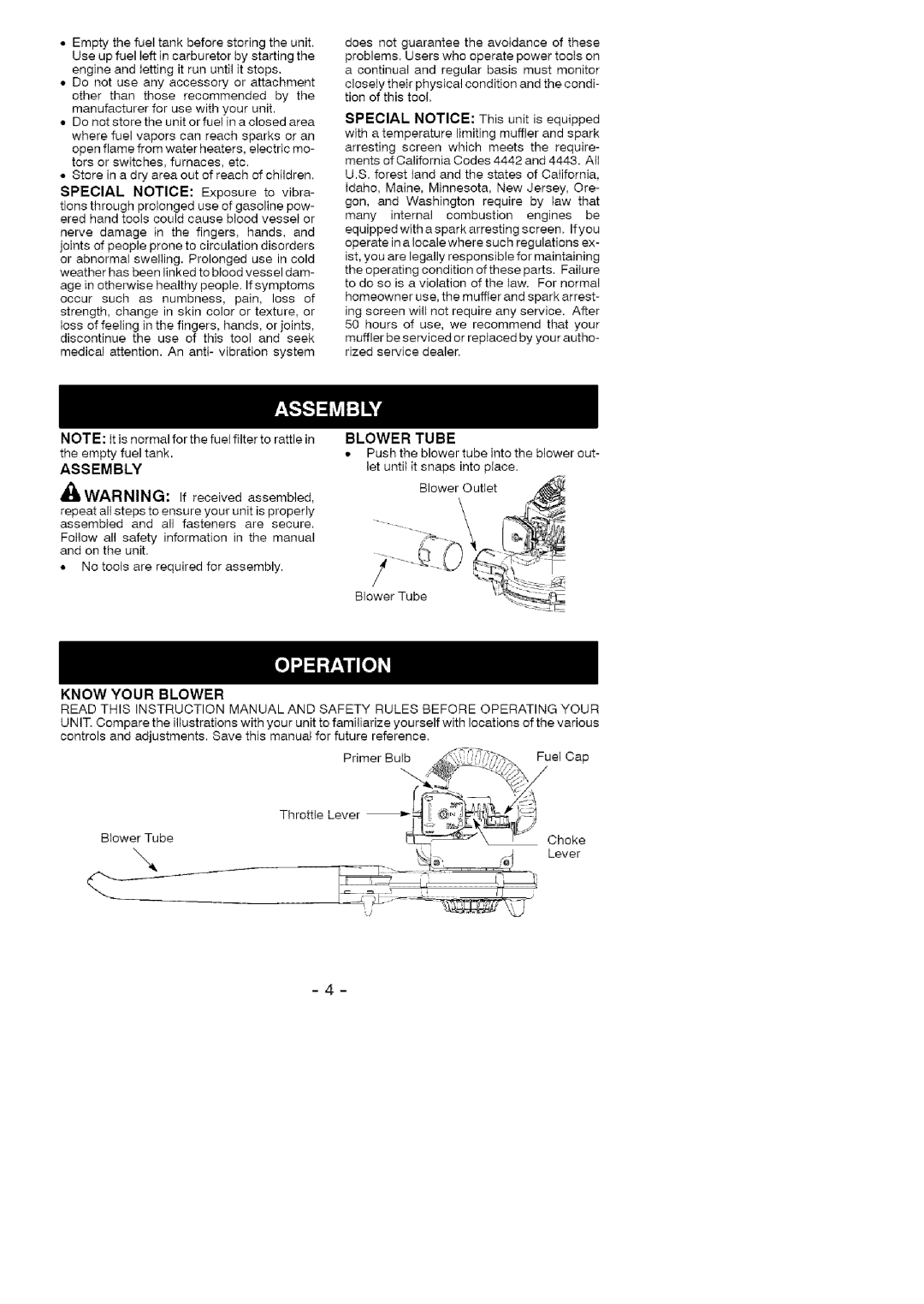 Weed Eater FL1500 LE H, 358.79489 manual Assembly, Blower Tube 