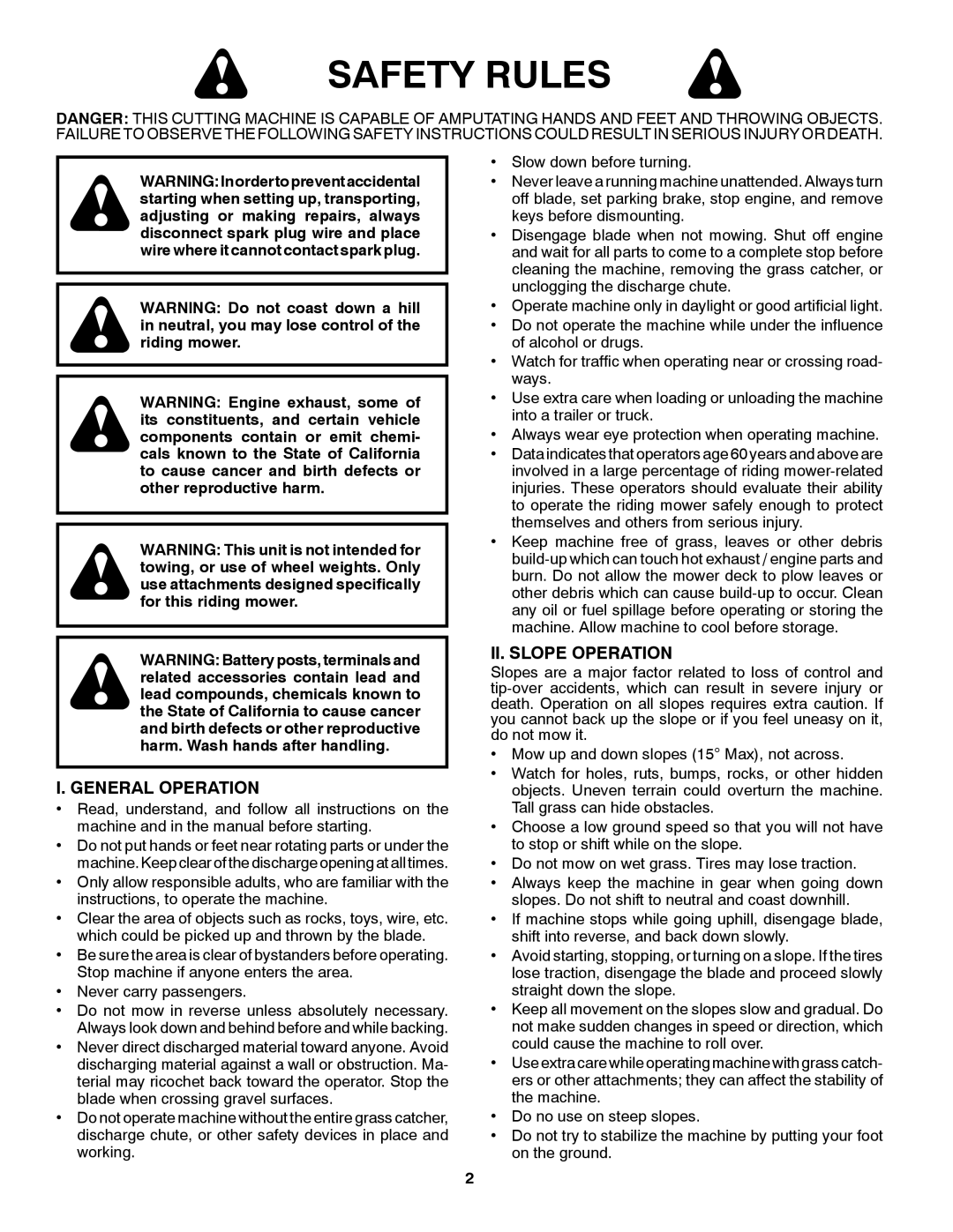 Weed Eater 532 43 46-60, G26LRV, 960 73 00-27 owner manual Safety Rules, General Operation 