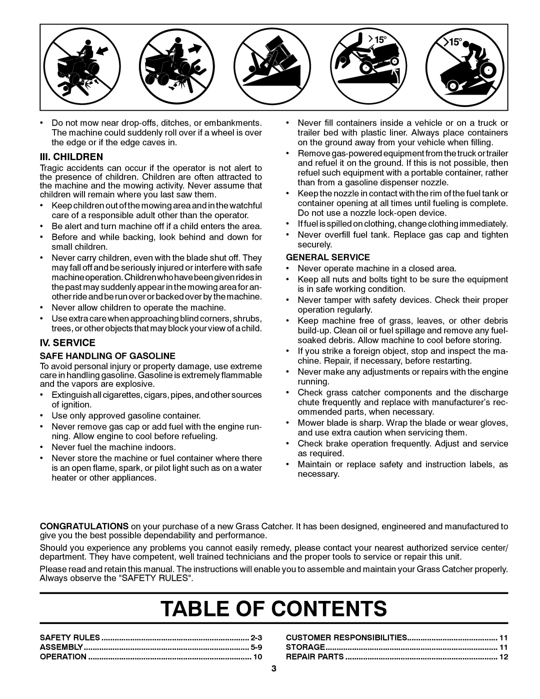 Weed Eater G26LRV, 960 73 00-27, 532 43 46-60 owner manual Table of Contents 