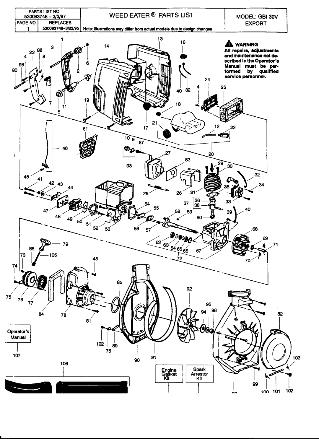 Weed Eater GBI 30V manual 