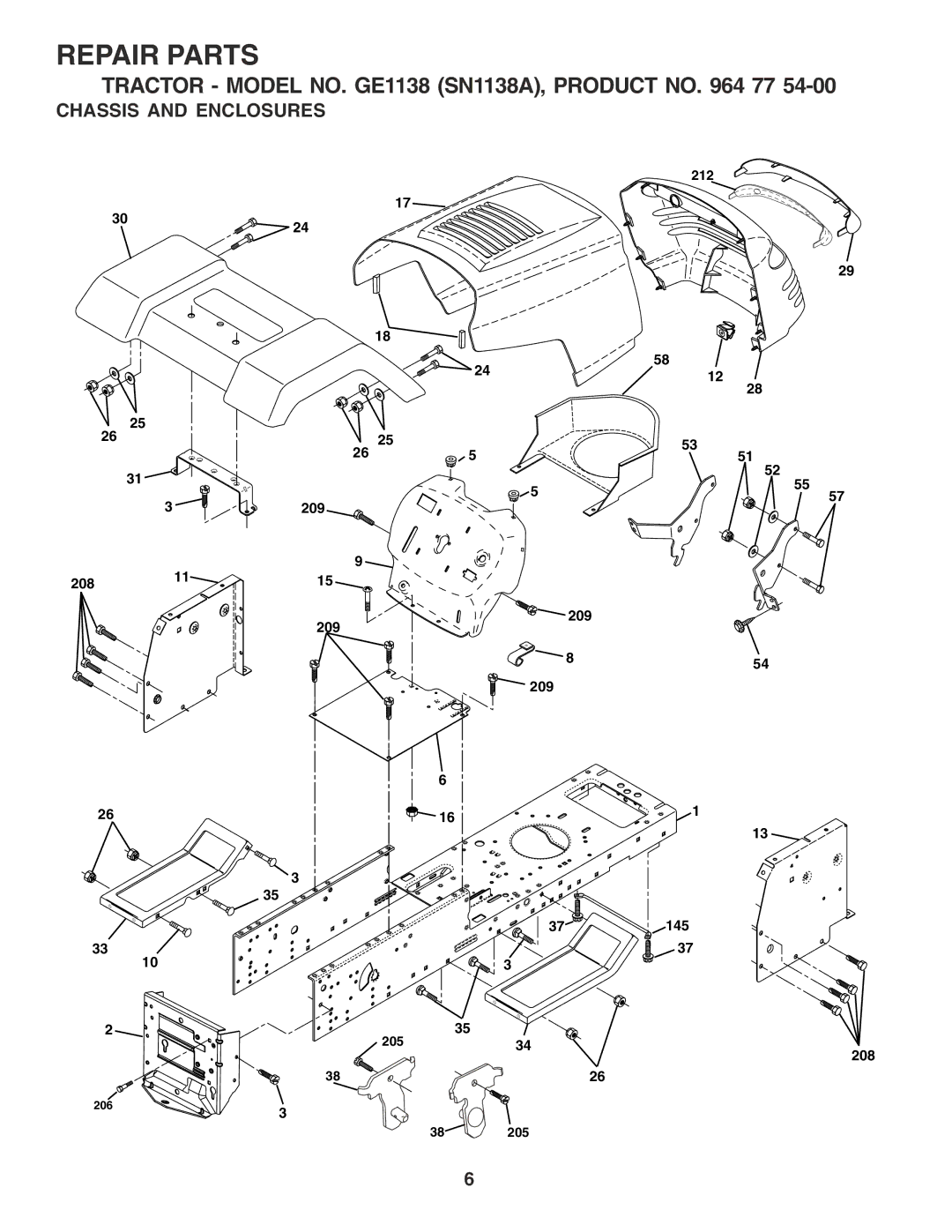 Weed Eater GE1138 (SN1138A) manual Chassis and Enclosures 