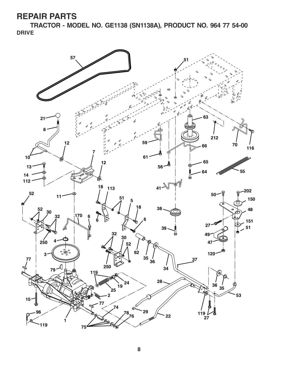 Weed Eater GE1138 (SN1138A) manual Drive 