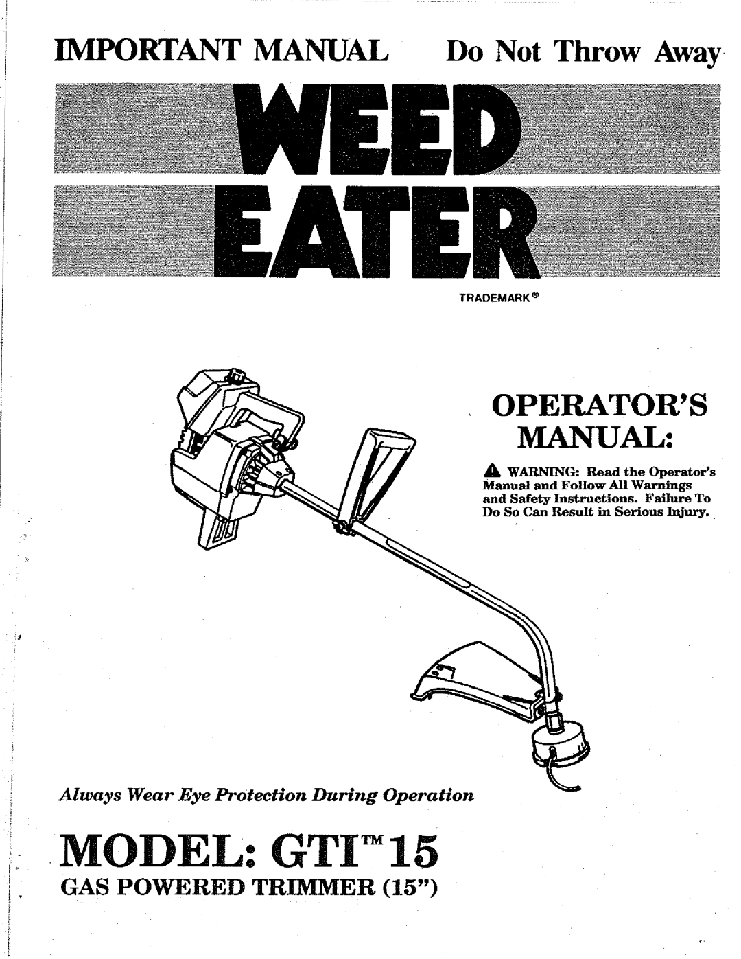 Weed Eater GTI 15 manual 