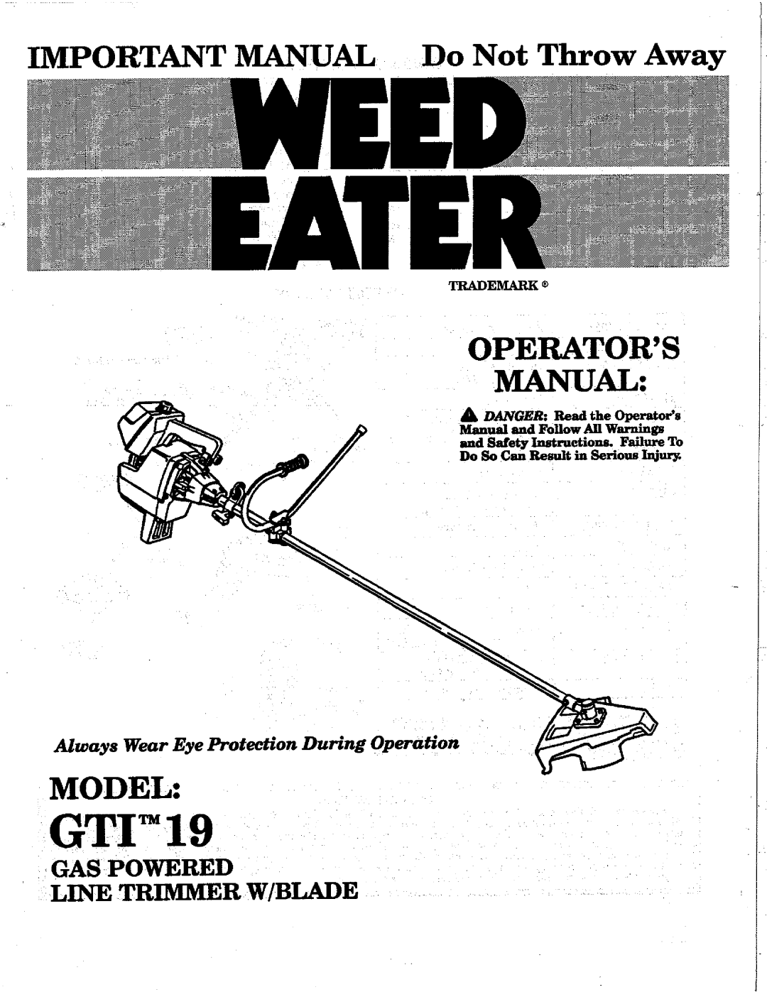 Weed Eater GTI 19 manual 