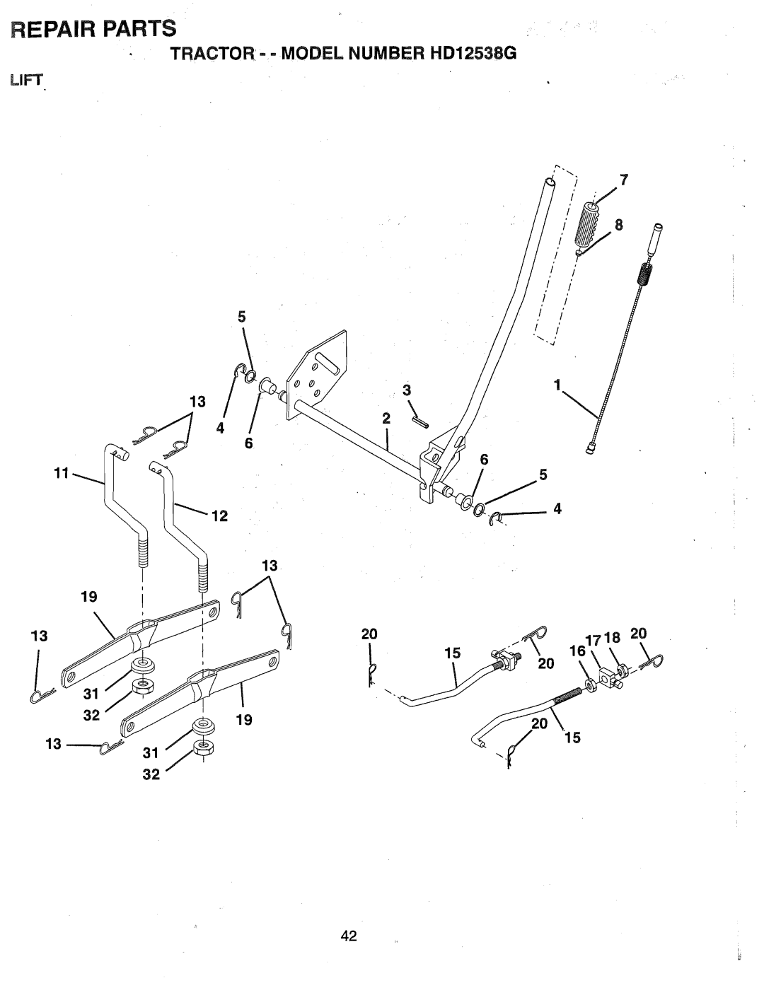 Weed Eater HD12538G, 165412 manual LlFT 