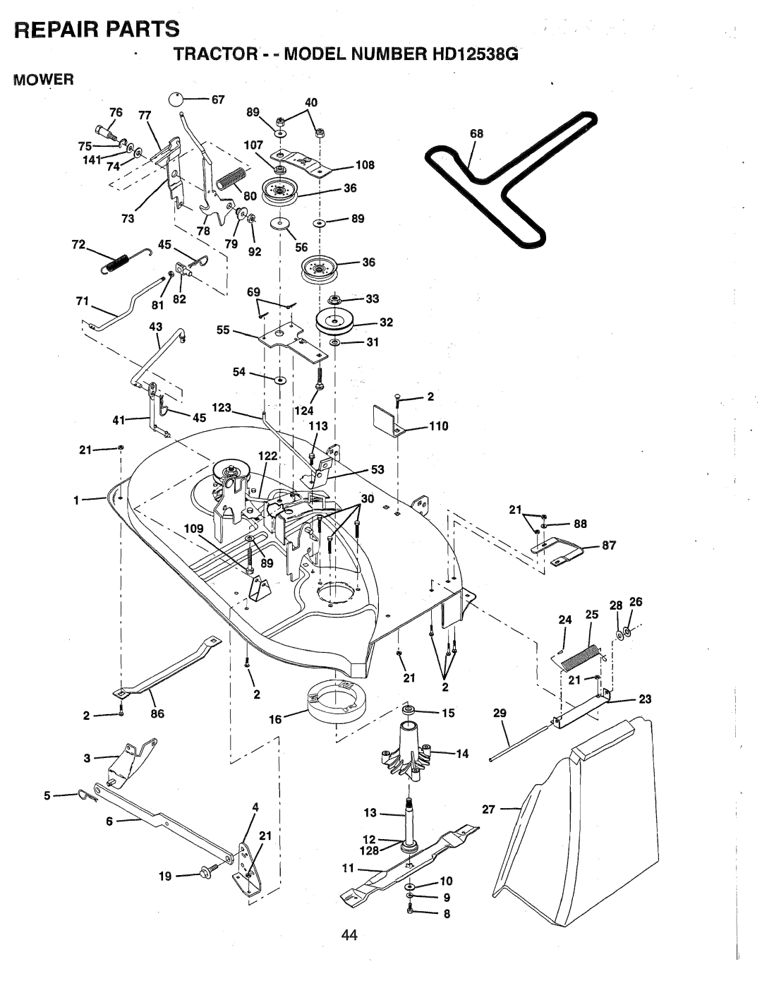 Weed Eater HD12538G, 165412 manual Mower 