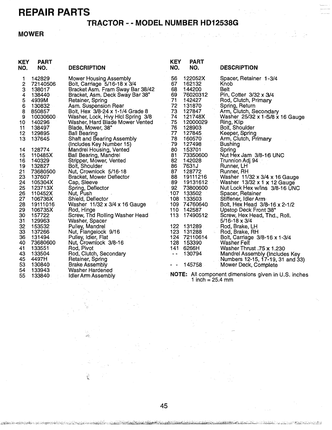 Weed Eater 165412, HD12538G manual 128772 