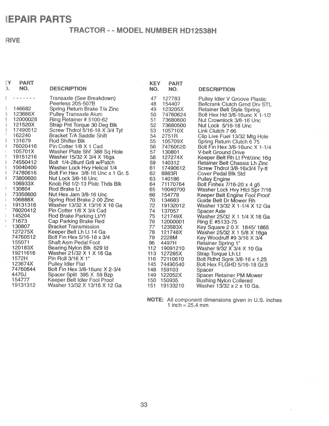 Weed Eater 166301, HD12538H manual 