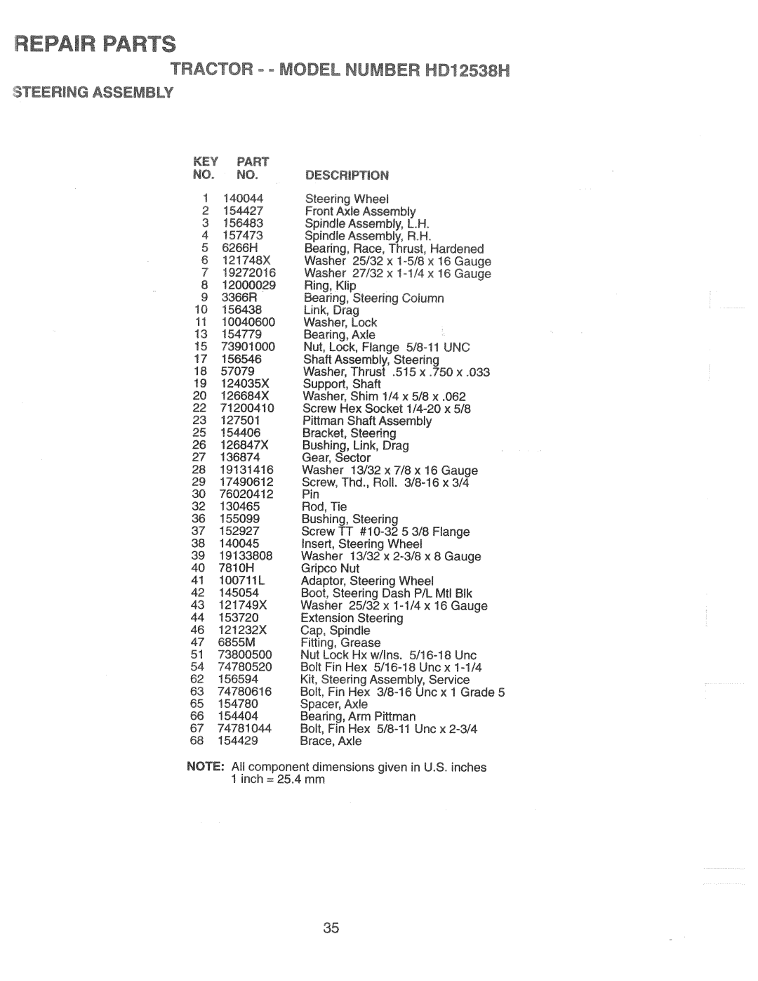 Weed Eater 166301, HD12538H manual 