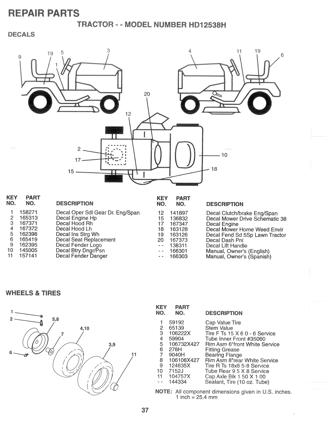 Weed Eater 166301, HD12538H manual 