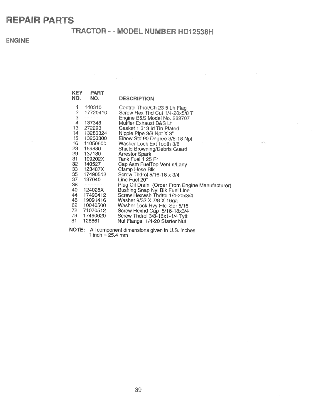 Weed Eater 166301, HD12538H manual 