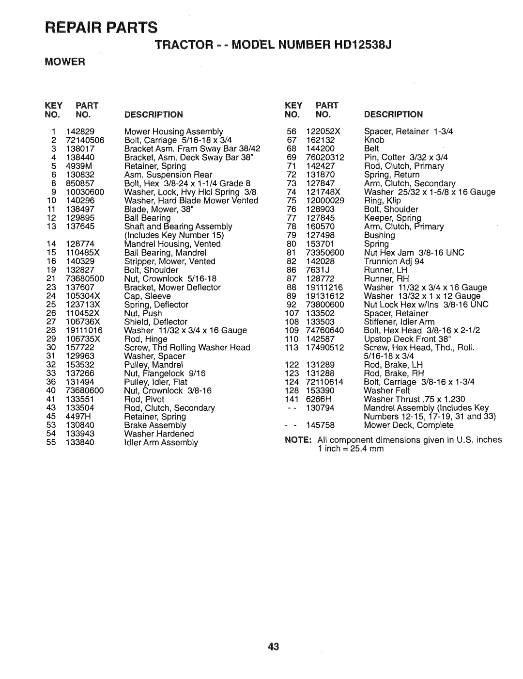 Weed Eater 168207, HD12538J manual 