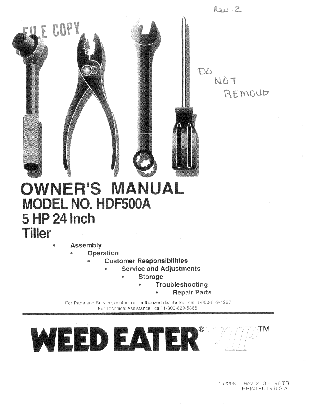 Weed Eater HDF50A manual 