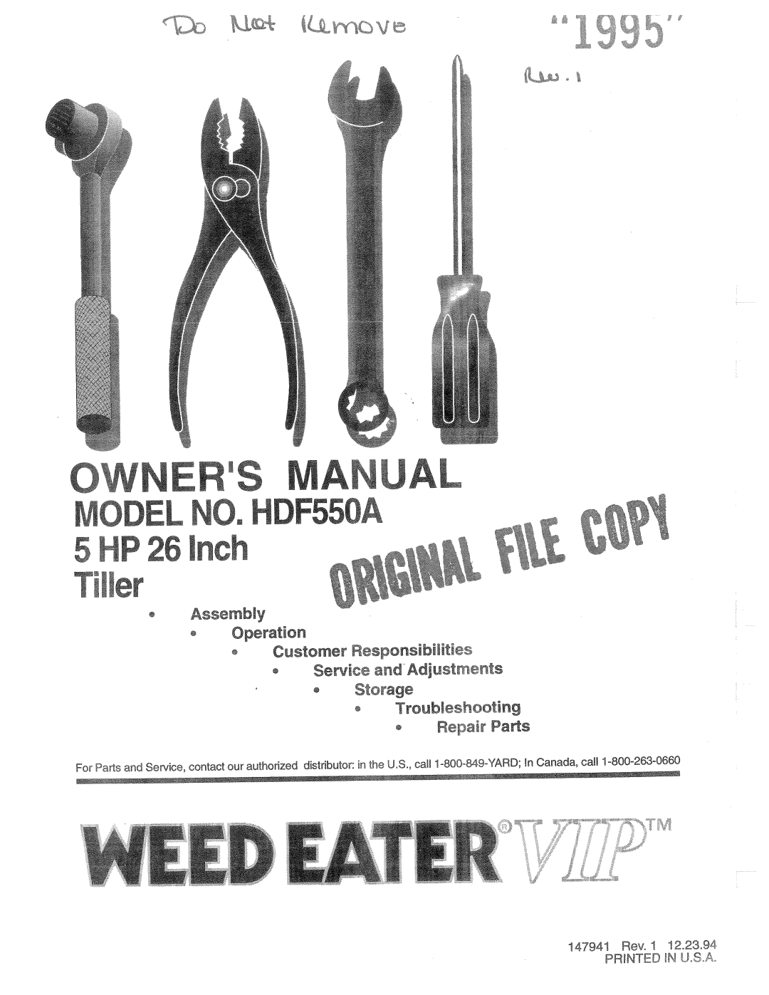 Weed Eater 147941, HDF550A manual 