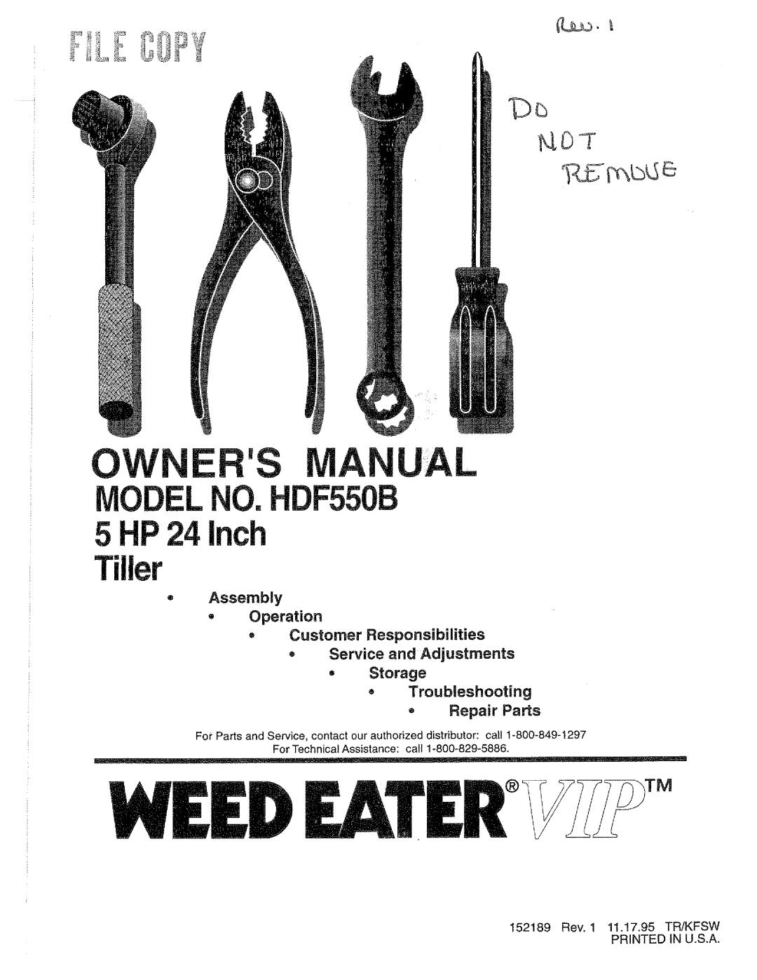 Weed Eater 152189, HDF550B manual 