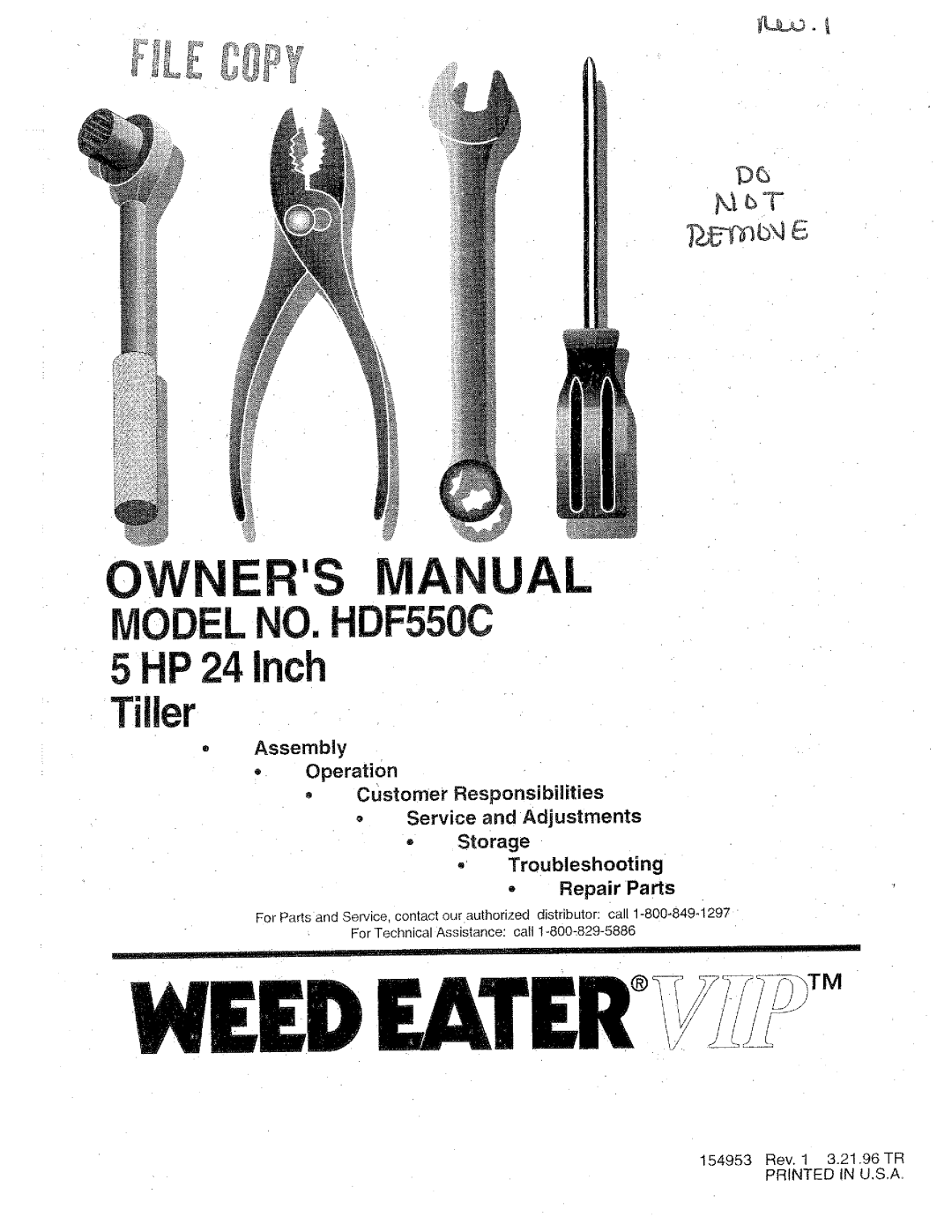 Weed Eater 154953, HDF550C manual 