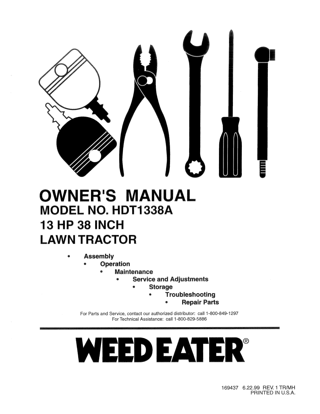 Weed Eater 169437, HDT1338A manual 