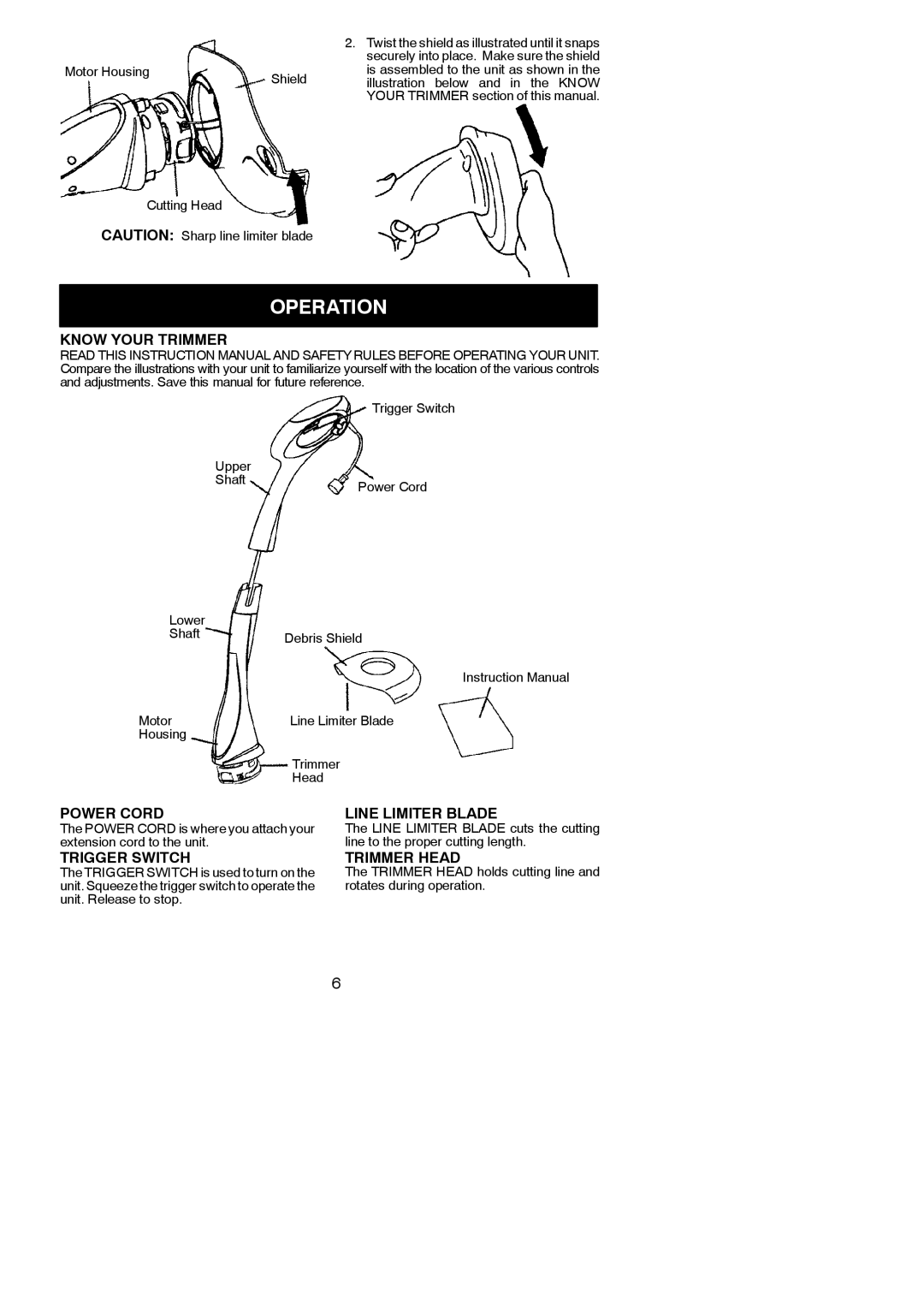 Weed Eater MINI TRIM AUTO, 545186764 instruction manual Operation 