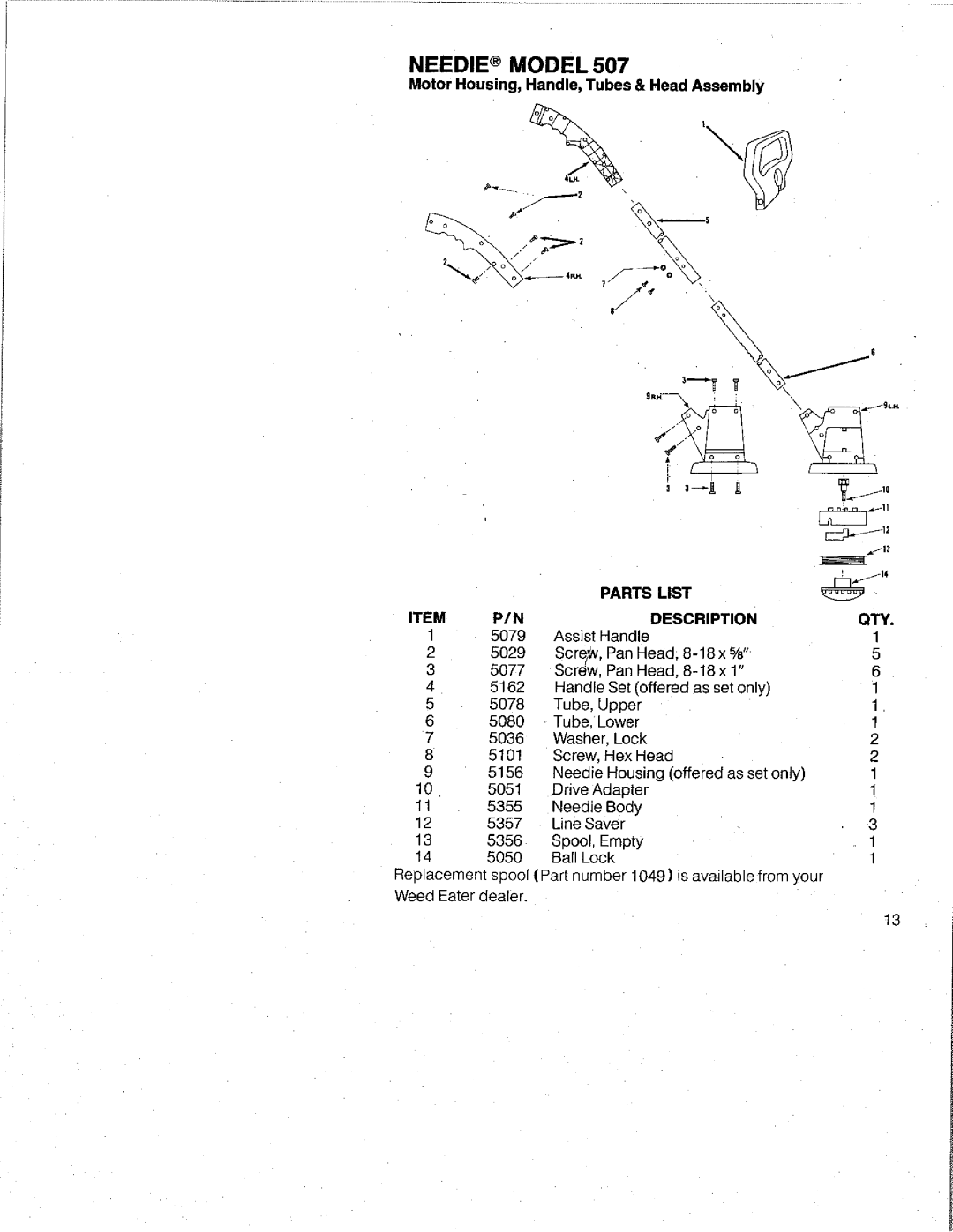 Weed Eater RD177, 88-029, 507 manual 