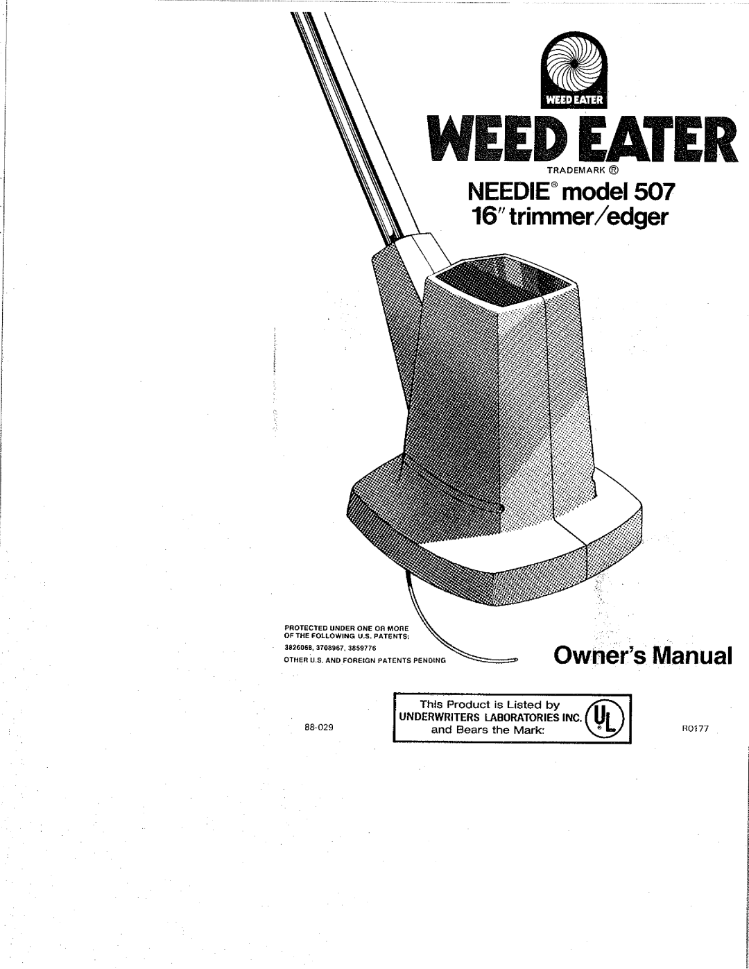 Weed Eater 88-029, RD177, 507 manual 