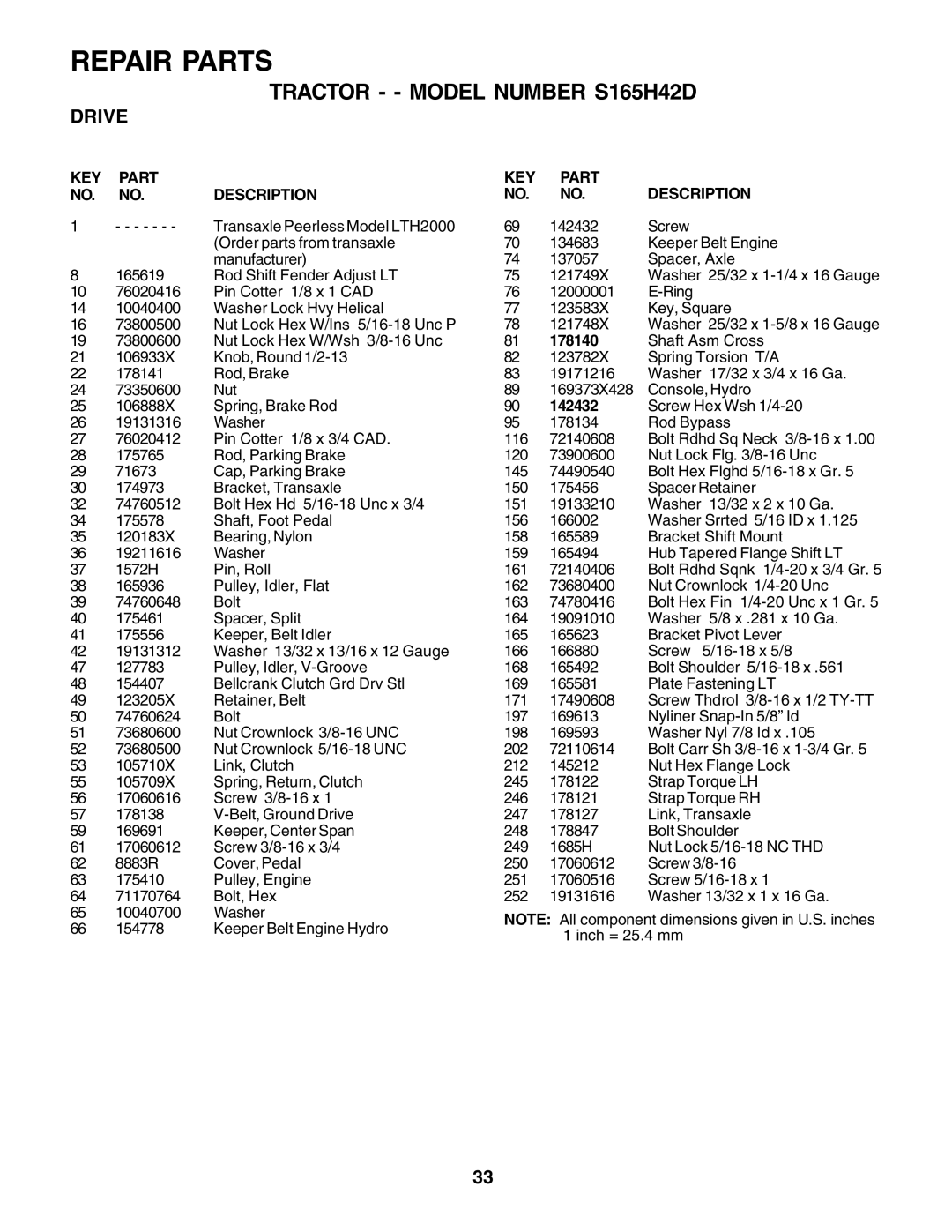 Weed Eater S165H42D owner manual 178140 