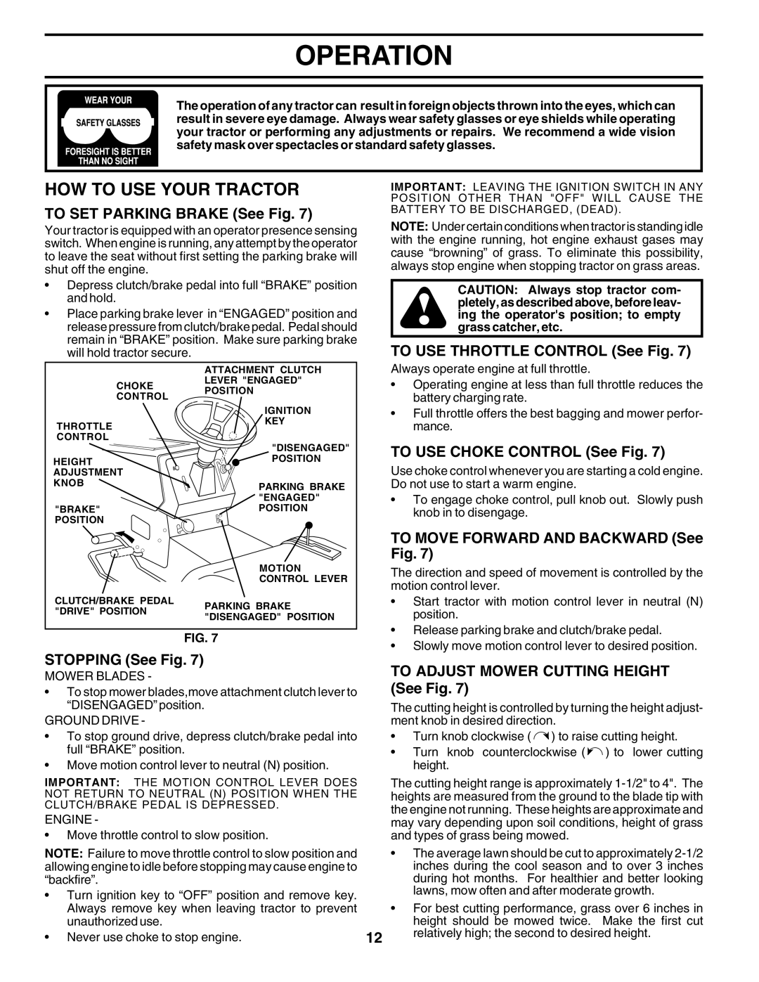 Weed Eater SGT18H46A, 177599 manual HOW to USE Your Tractor, To Adjust Mower Cutting Height 