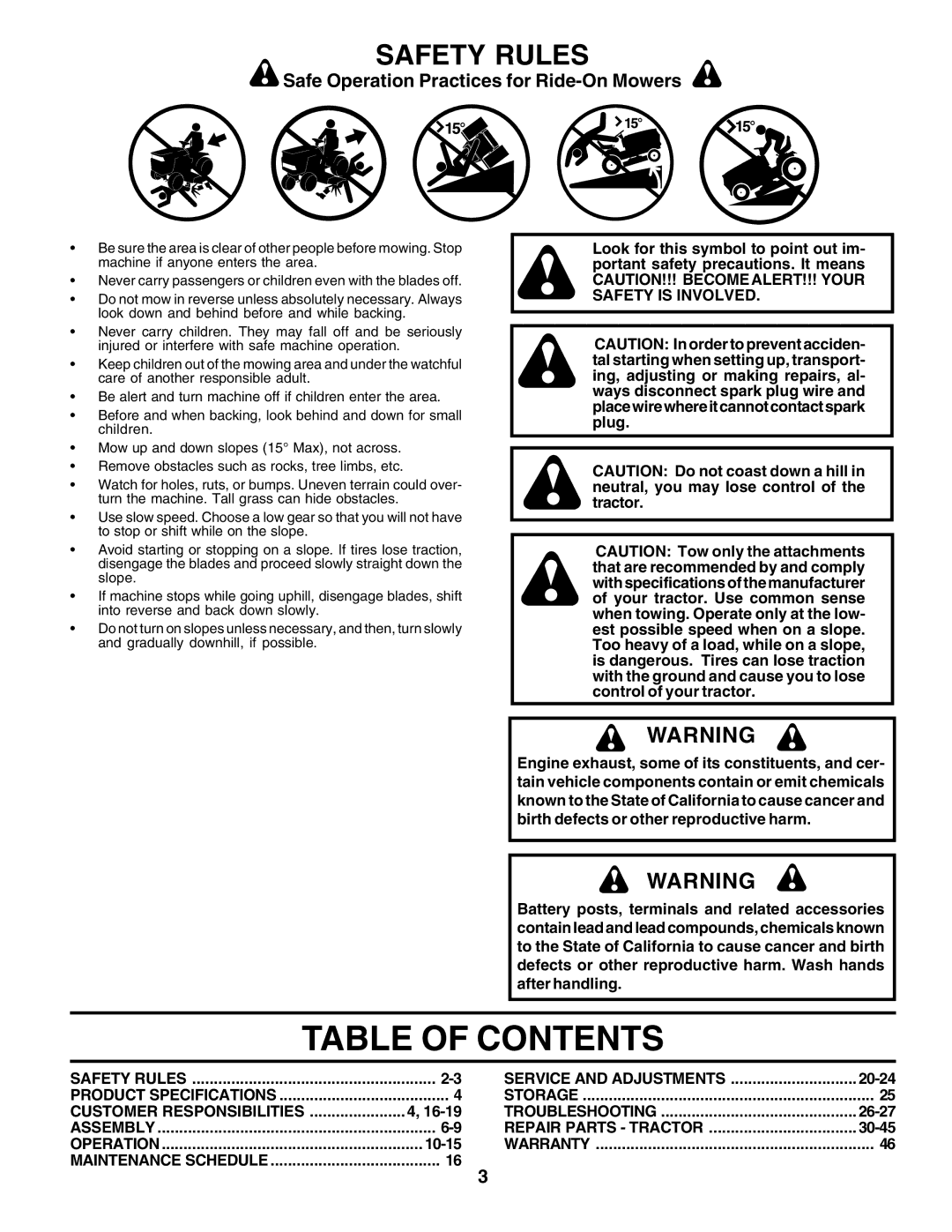 Weed Eater 177599, SGT18H46A manual Table of Contents 