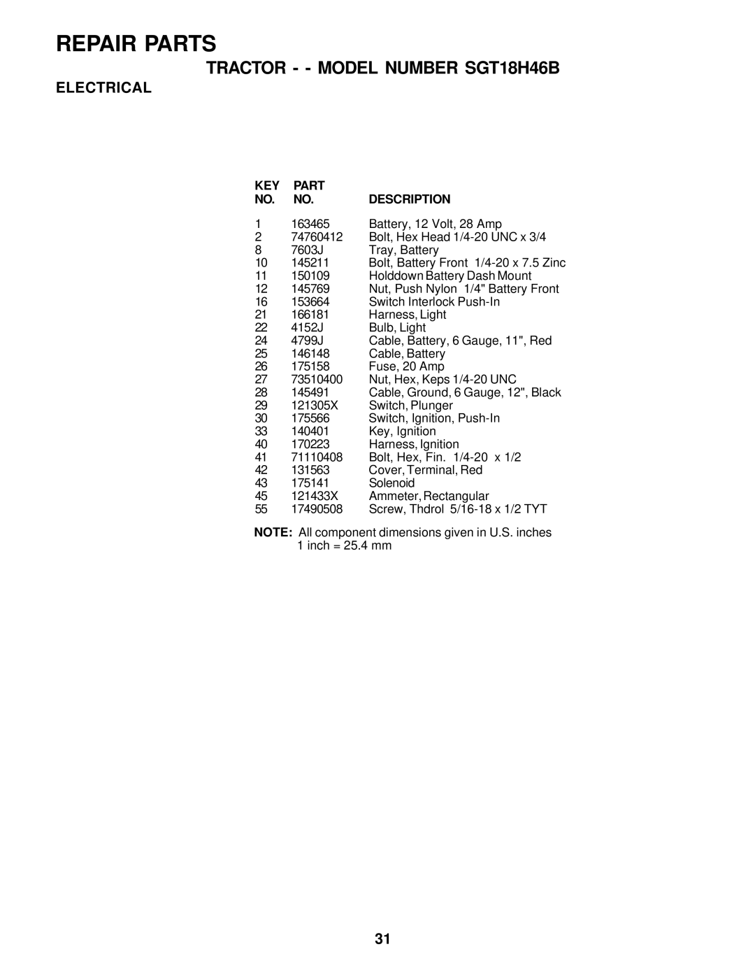 Weed Eater SGT18H46B manual KEY Part NO. NO.DESCRIPTION 