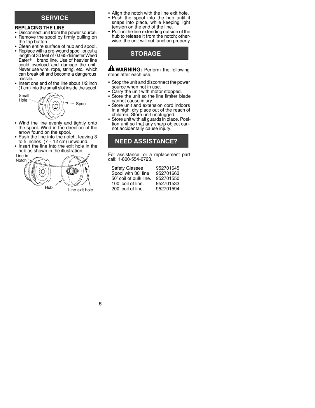 Weed Eater TE12, TE35, 530084129 instruction manual Replacing the Line, Tap button, Missile 