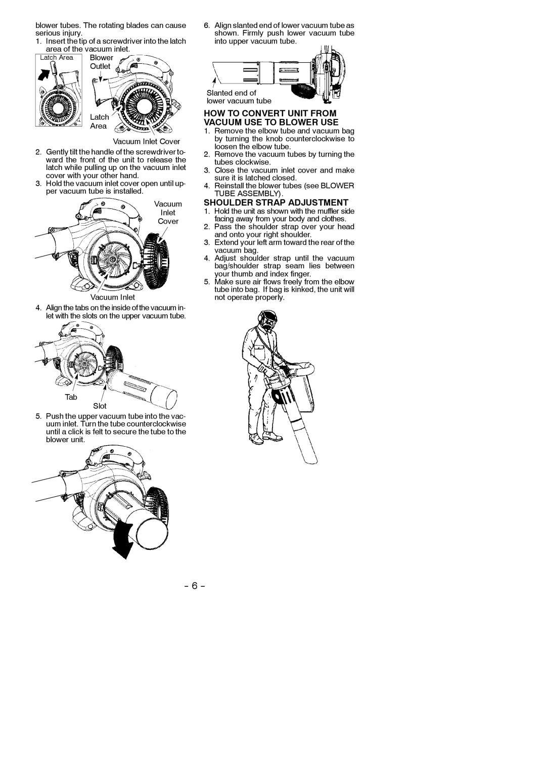 Weed Eater VS2000BV, 545146904 HOW to Convert Unit from Vacuum USE to Blower USE, Shoulder Strap Adjustment 