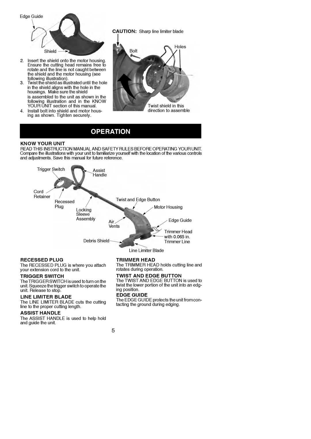 Weed Eater 115254026, WE EL-13TNE, 966047901 instruction manual Operation 