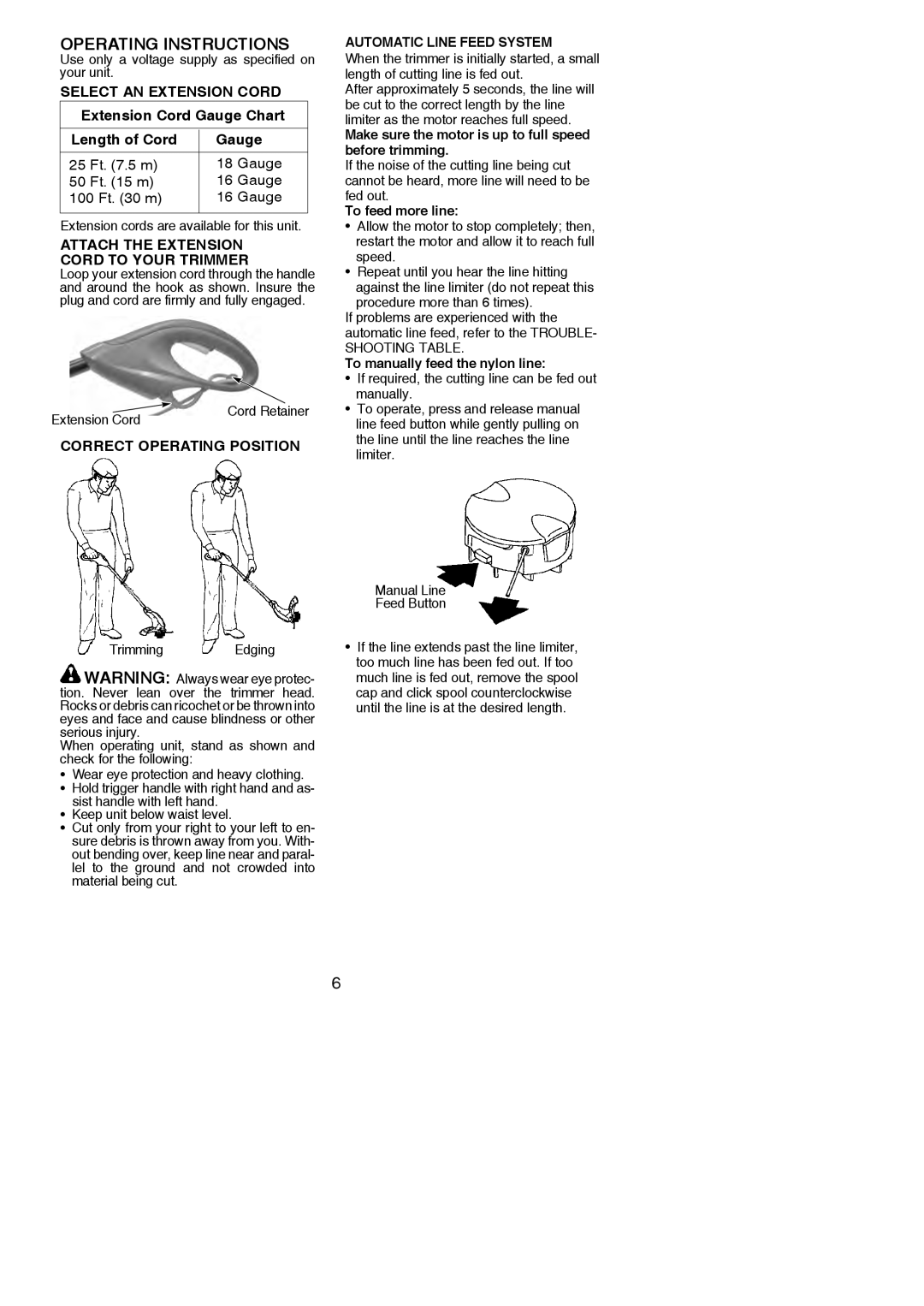 Weed Eater WE EL-13TNE Operating Instructions, Select AN Extension Cord, Attach the Extension Cord to Your Trimmer 