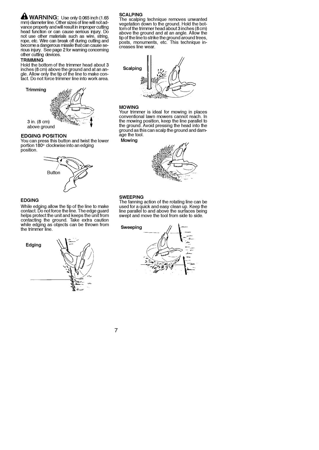 Weed Eater 966047901, WE EL-13TNE, 115254026 instruction manual Edging Position 