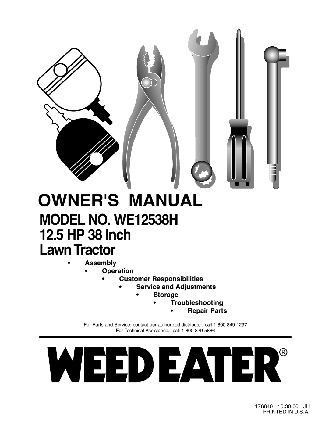 Weed Eater owner manual Model NO. WE12538H 