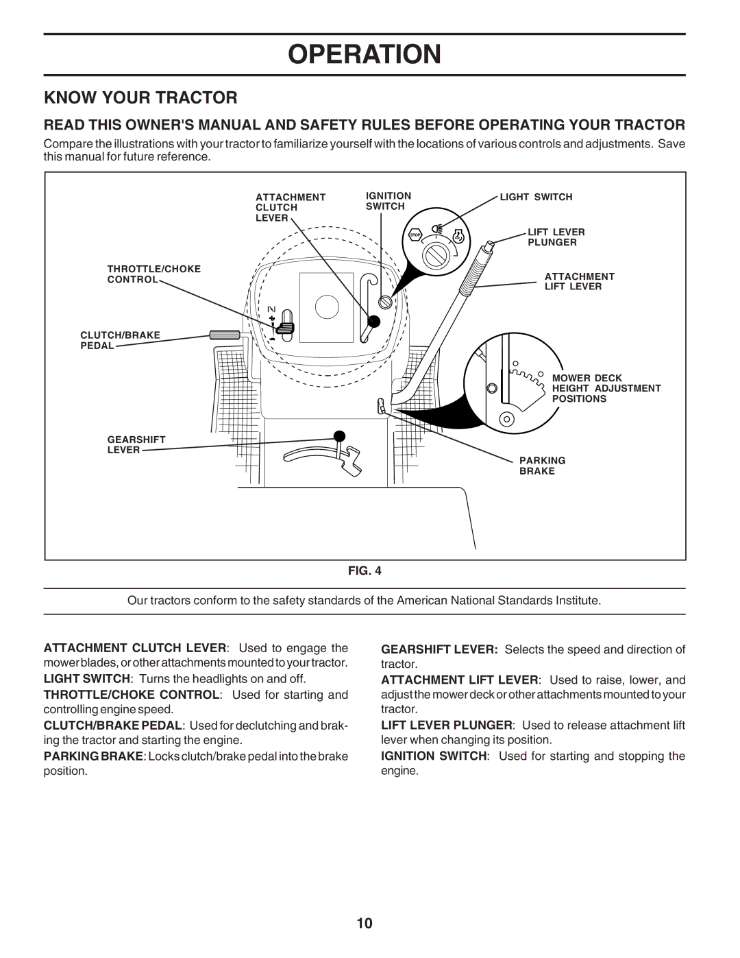 Weed Eater WE12538K manual Know Your Tractor 