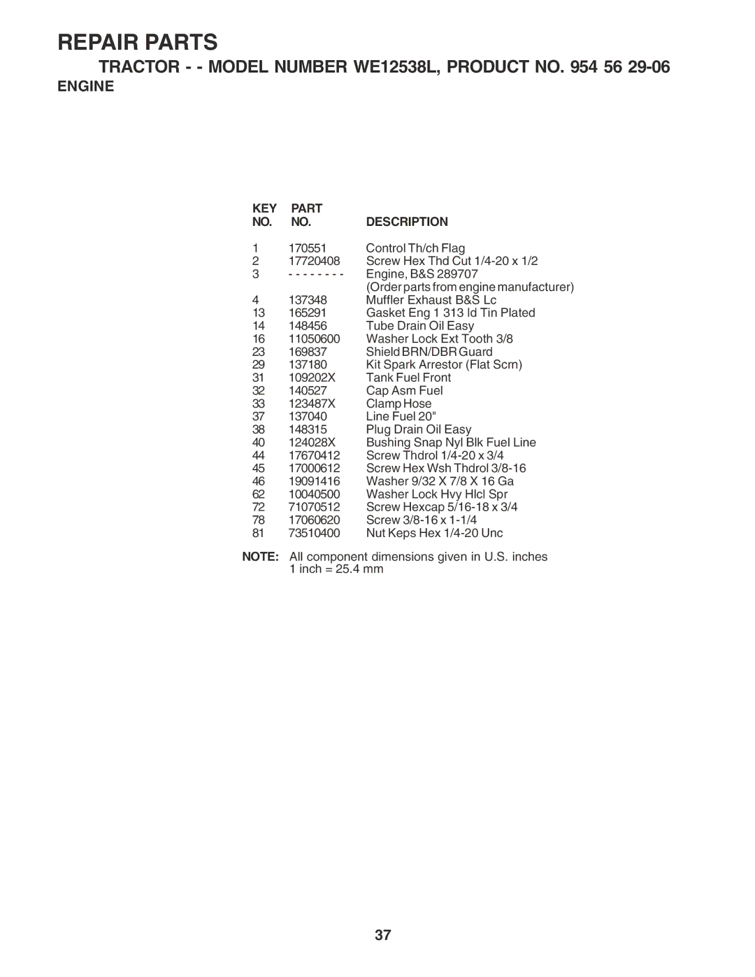 Weed Eater WE12538L manual Control Th/ch Flag 