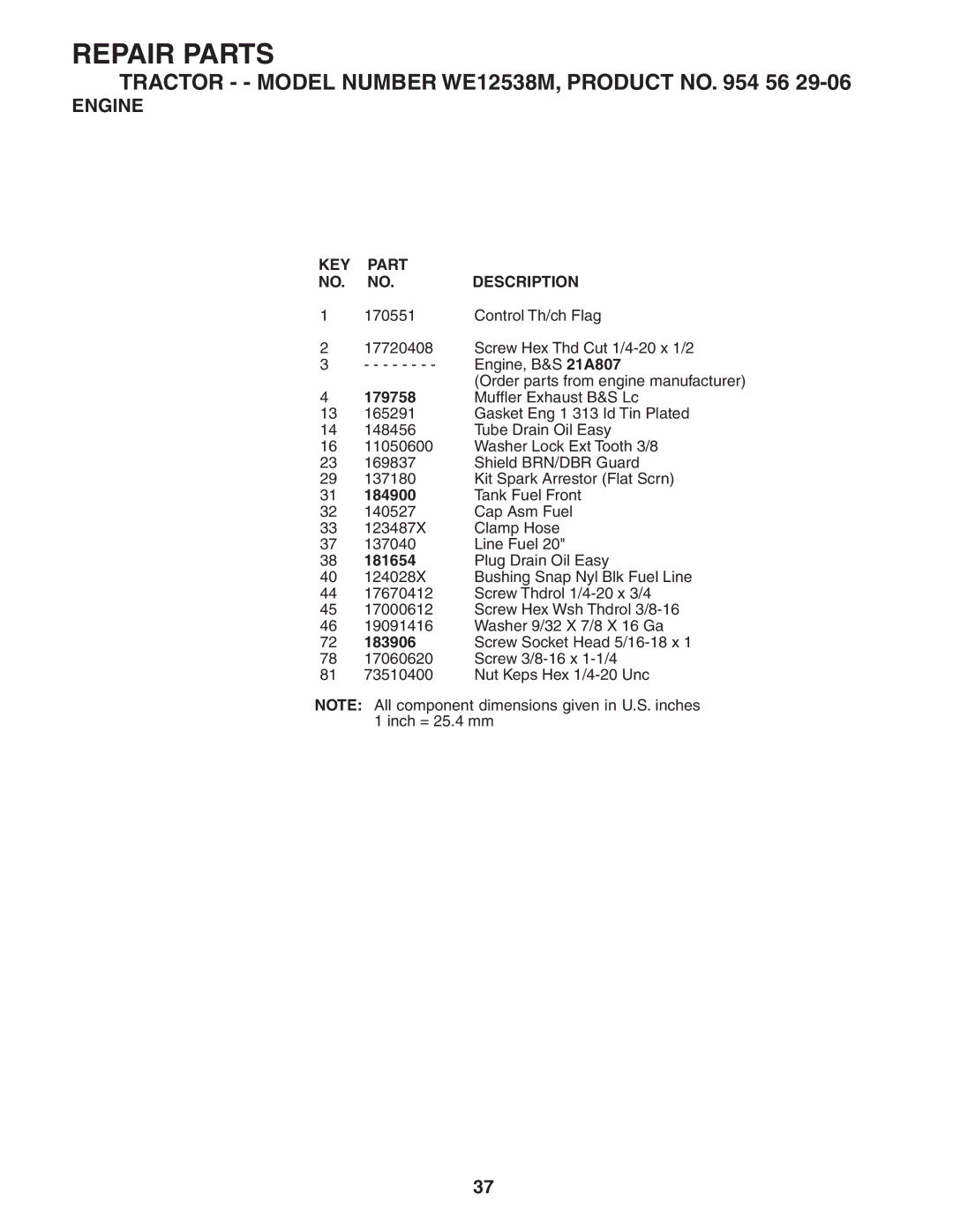 Weed Eater WE12538M manual Control Th/ch Flag 