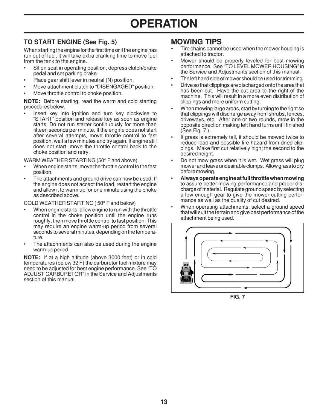 Weed Eater 174193, WE12542F owner manual Mowing Tips, To Start Engine See Fig 