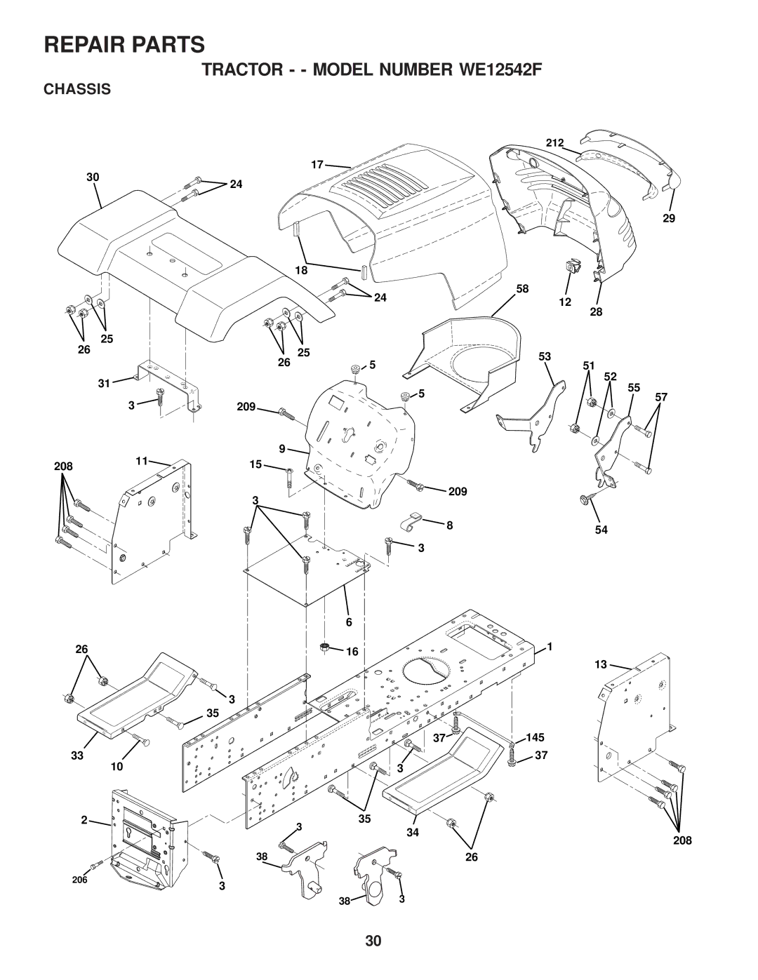 Weed Eater WE12542F, 174193 owner manual Chassis 