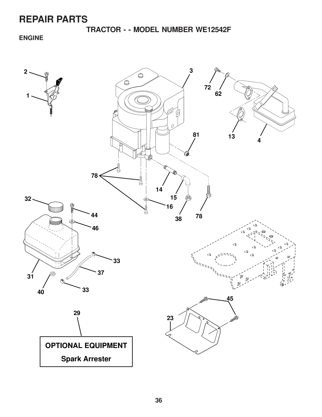 Weed Eater WE12542F, 174193 owner manual Engine 