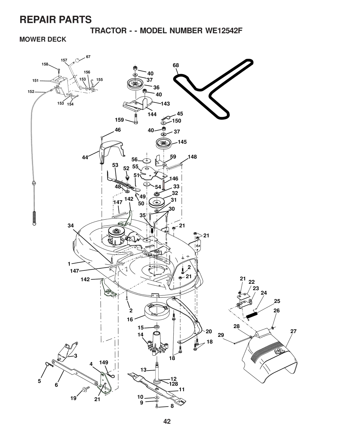 Weed Eater WE12542F, 174193 owner manual Mower Deck 