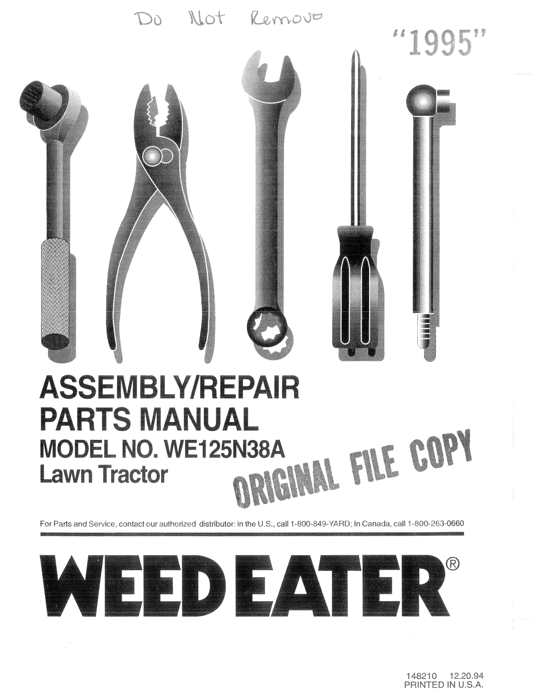 Weed Eater WE125N38A manual 