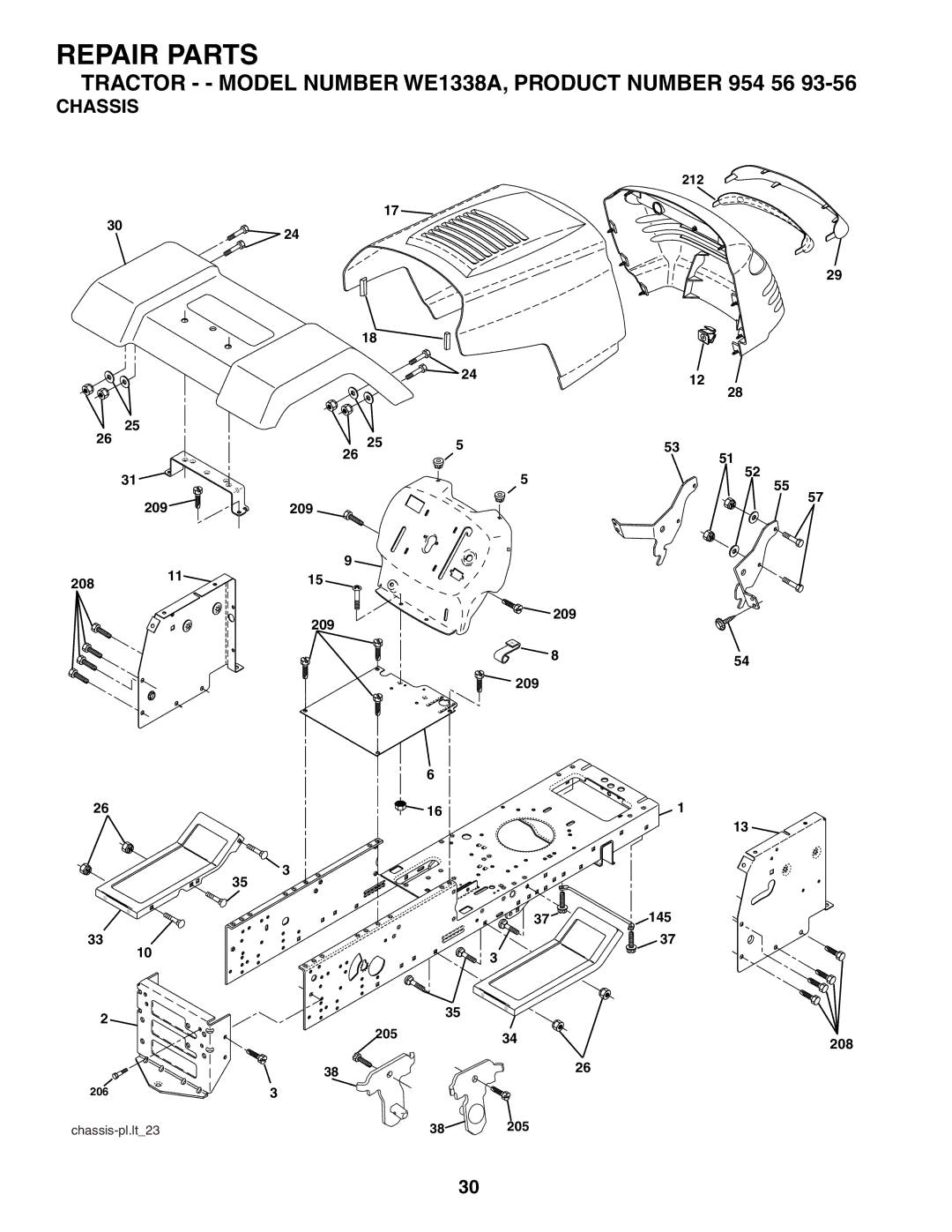 Weed Eater WE1338A, 184404 manual Chassis 