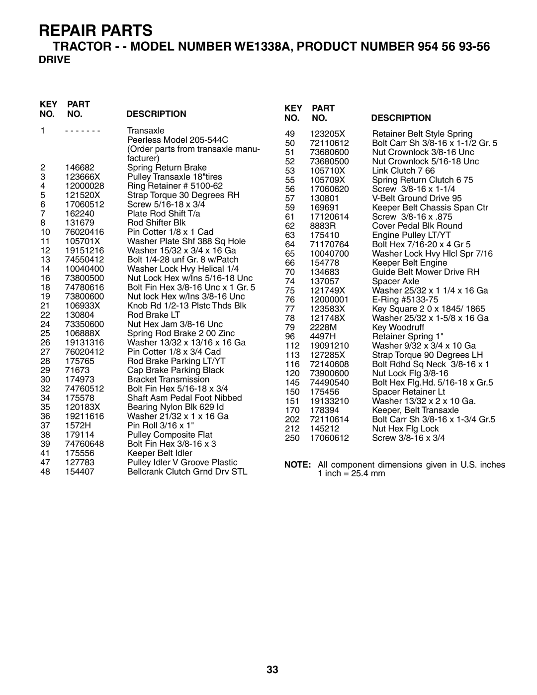 Weed Eater 184404, WE1338A manual Transaxle 