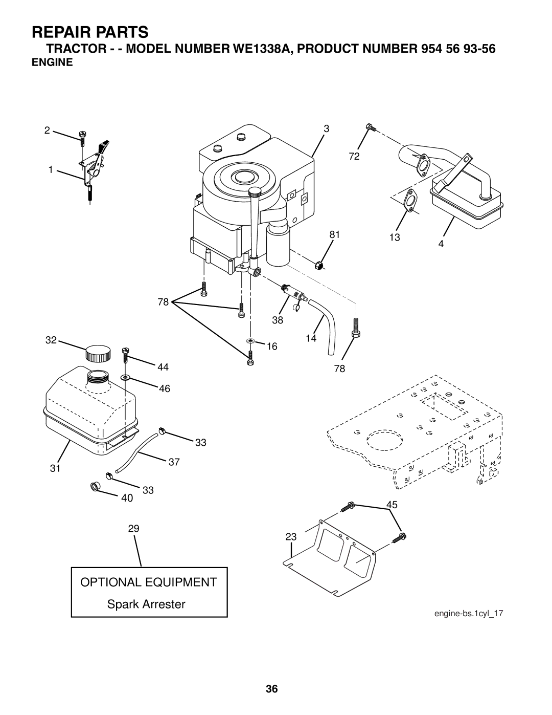 Weed Eater WE1338A, 184404 manual Optional Equipment 