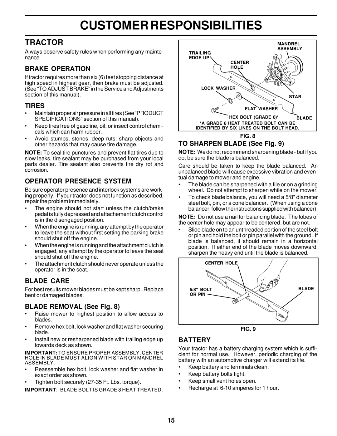 Weed Eater 178078, WE13T38D owner manual Tractor 