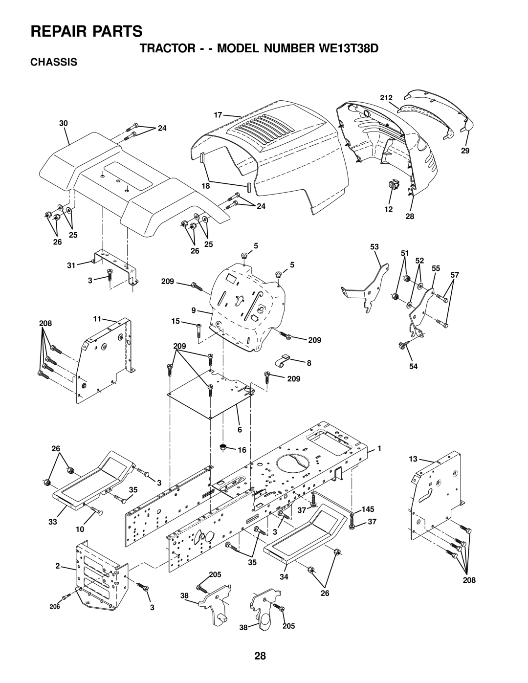 Weed Eater WE13T38D, 178078 owner manual Chassis 