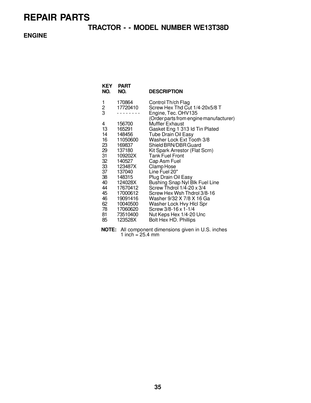 Weed Eater 178078, WE13T38D owner manual Control Th/ch Flag 